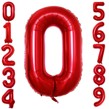 Goer Red Foil Balloons Number 0 For 10Th 20Th 30Th 40Th 50Th 60Th 70Th 80Th 90Th 100Th Birthday Party Supplies Anniversary Decorations (3 Pcs,42 Inch,32 Inch,16Inch)