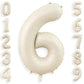 40 Inch Cream White 6 Balloon Numbers, Large Number 6 Balloon Foil Helium Number Balloons, Big 6 Mylar Birthday Balloons for Boy