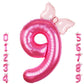 Kwuz 40 Inch Pink Number 9 Balloon with Mini Bow Balloon for Girls 9th Birthday Decorations, Pink Princess Western Cowgirl Theme
