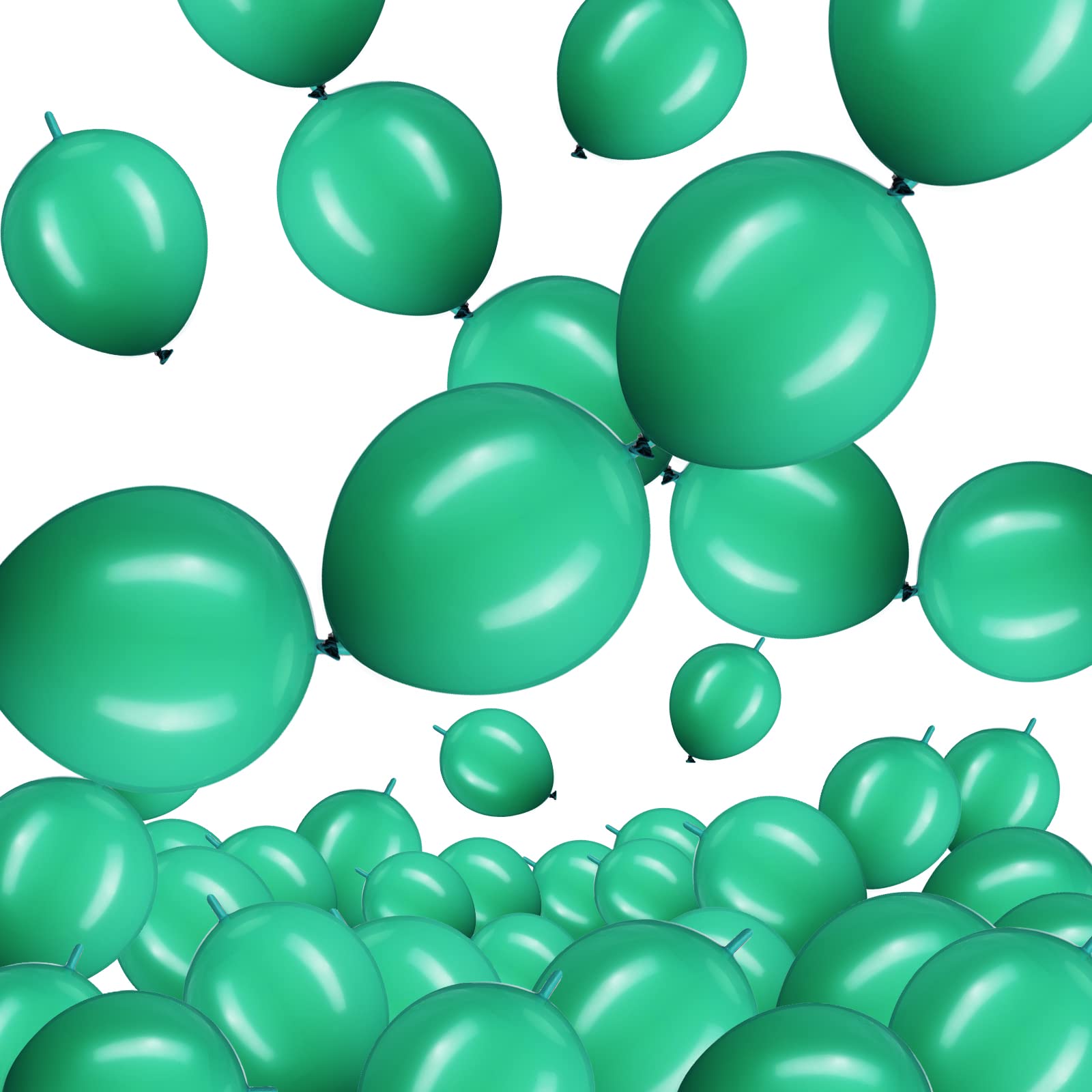 100 Pcs Link Balloon Linking Balloon Latex Linkable Balloons Connected Wedding Party Decoration (Dark Green, 10 Inch)
