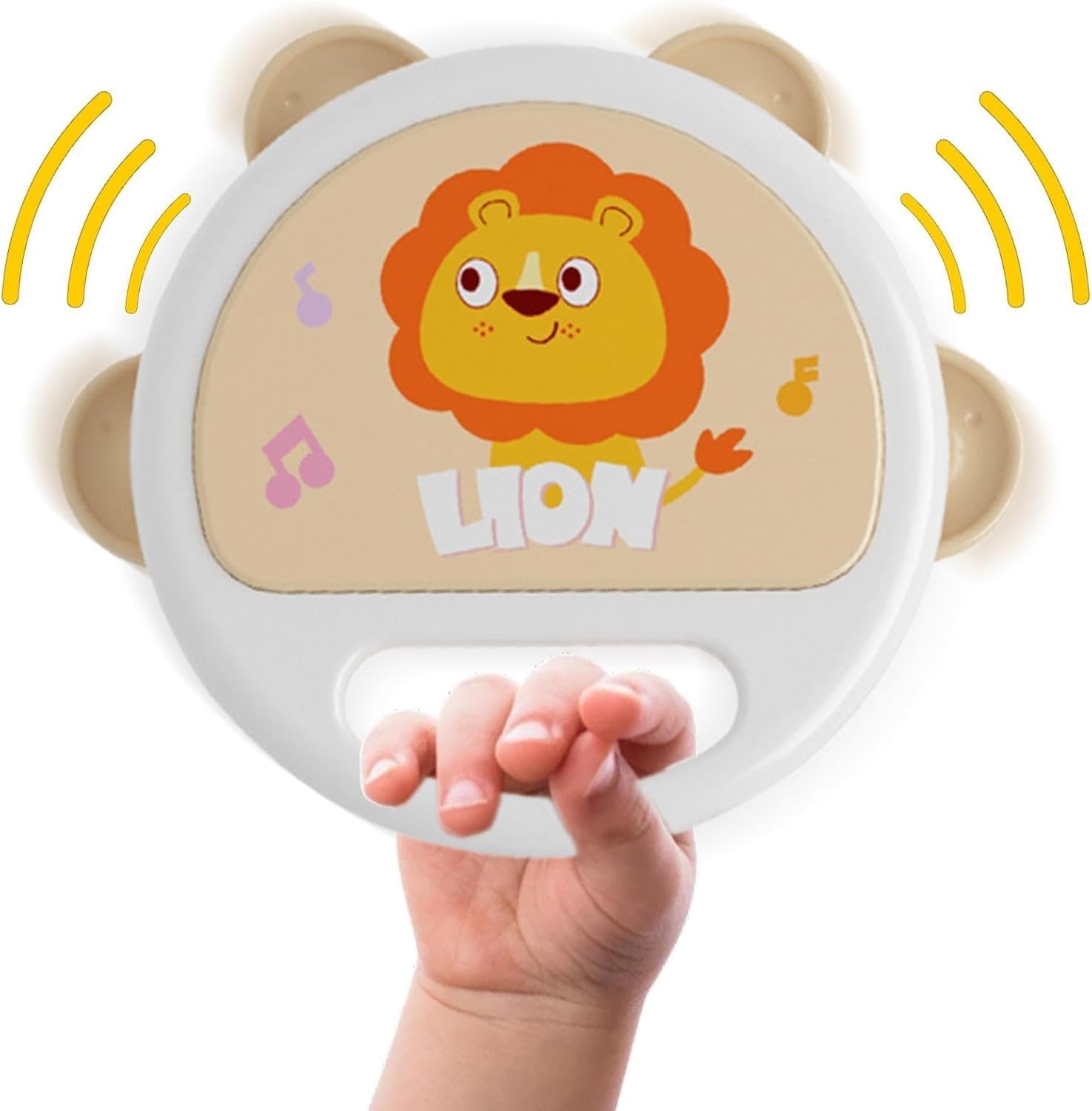 Jollyora Lion Shape Baby Tambourine With Soft Jingle Sound, Lightweight Musical Toy For Infants And Toddlers, Sensory Rhythm Pla
