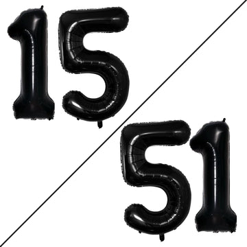 Goer Number 15 Balloons For 15Th Birthday Sweet 15 Party Decorations,42 Inch Jumbo Foil Helium 51 Balloons For 51St Birthday Party Decoration (Black)