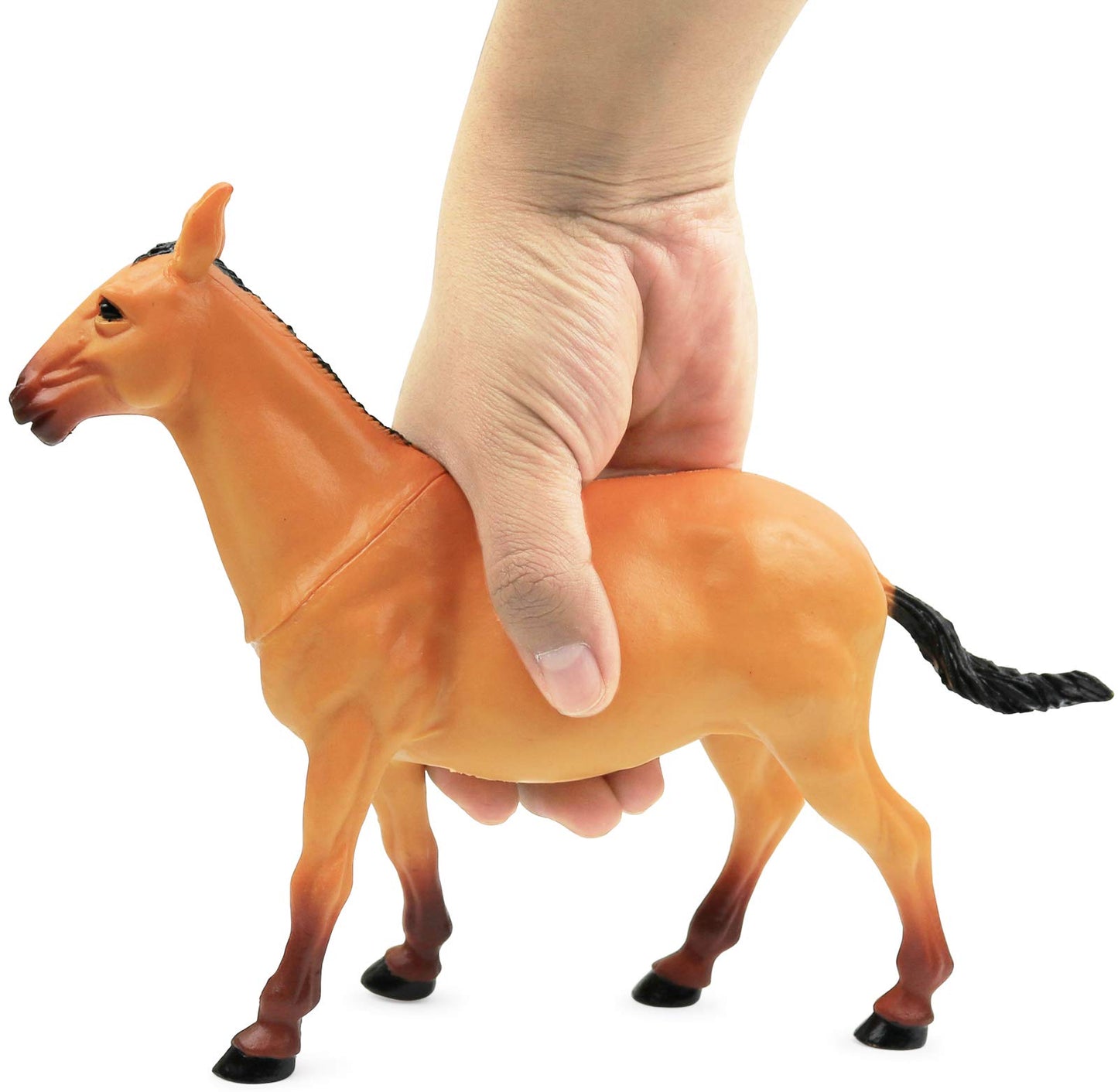 Click N' Play Jumbo Farm Animal Playset - 7 Assorted Realistic Plastic Animals for Kids - Brown