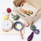 Nunukids Wooden Play Food Sets For Kids Kitchen 42 Pc Wooden Toys With Storage Basket Wood Pretend Food Play Kitchen Accessories