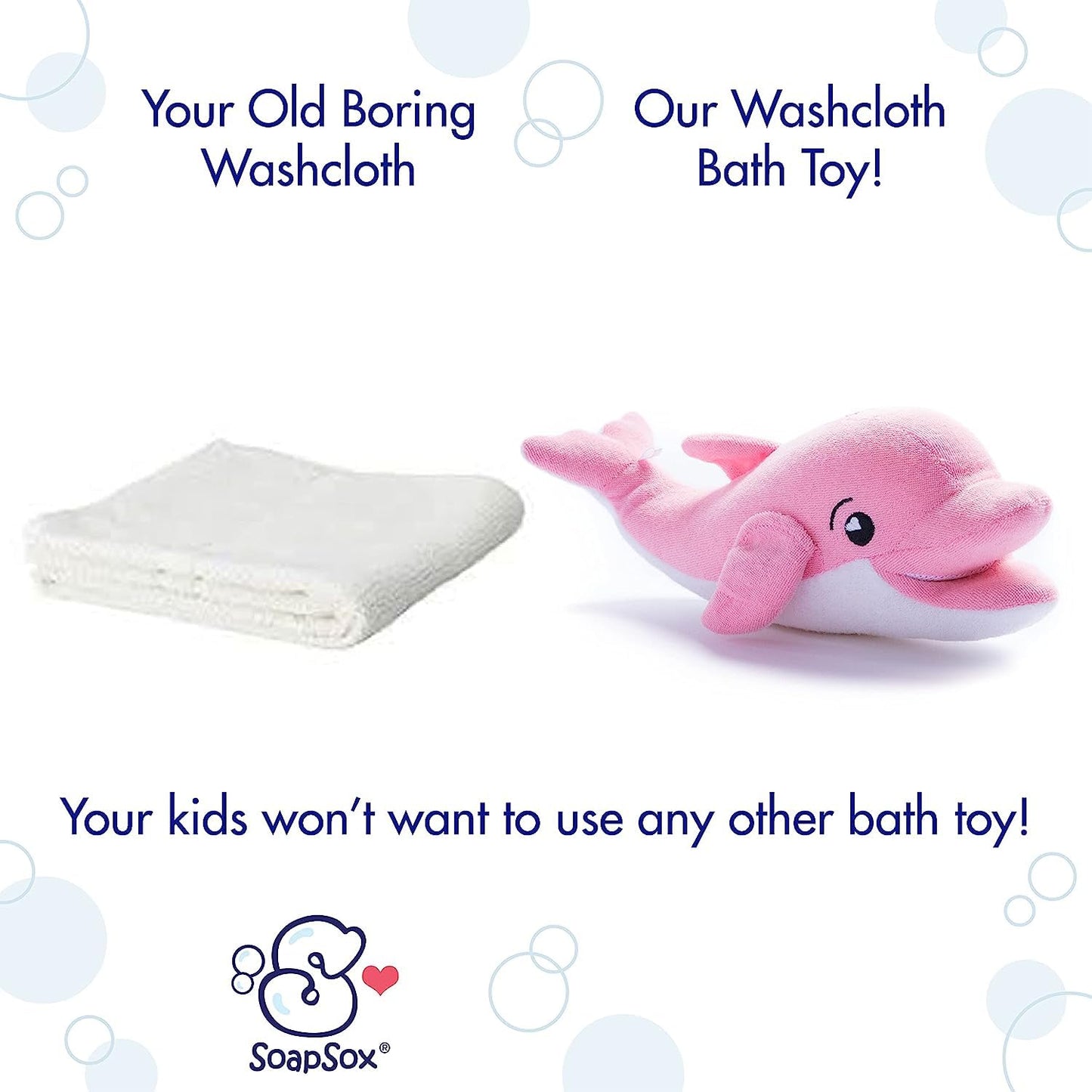 Soapsox Kids Exfoliating Bath Scrub (Ava The Pink Dolphin) - Soft Animal Toy Wash Cloth Sponge With Soap Pocket Insert - Fun Loo
