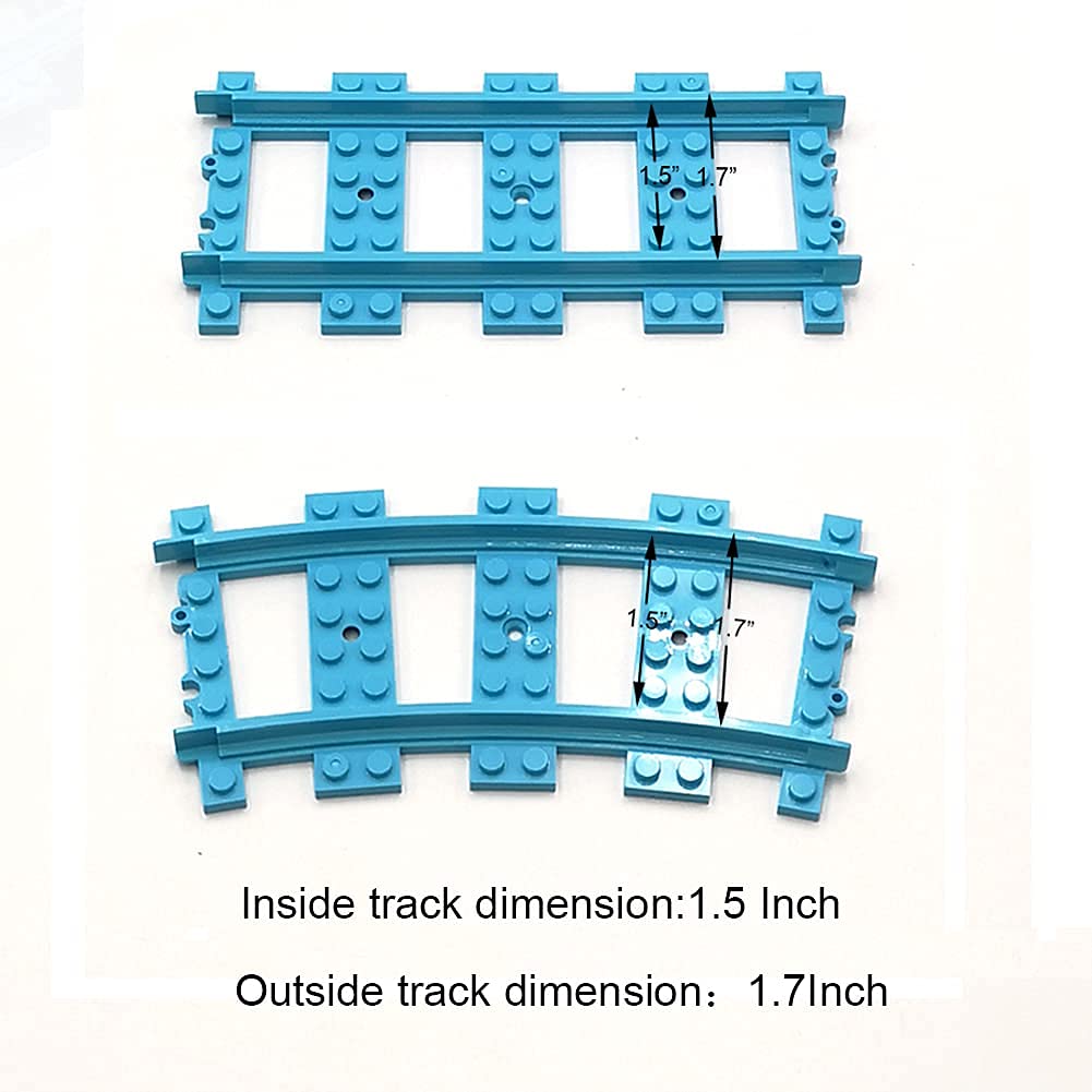 City Train Tracks Rail Road Station Train Accessories Blue Straight Curve Tracks (26 X Straight, 16 X Curve) Building Toy For Ch