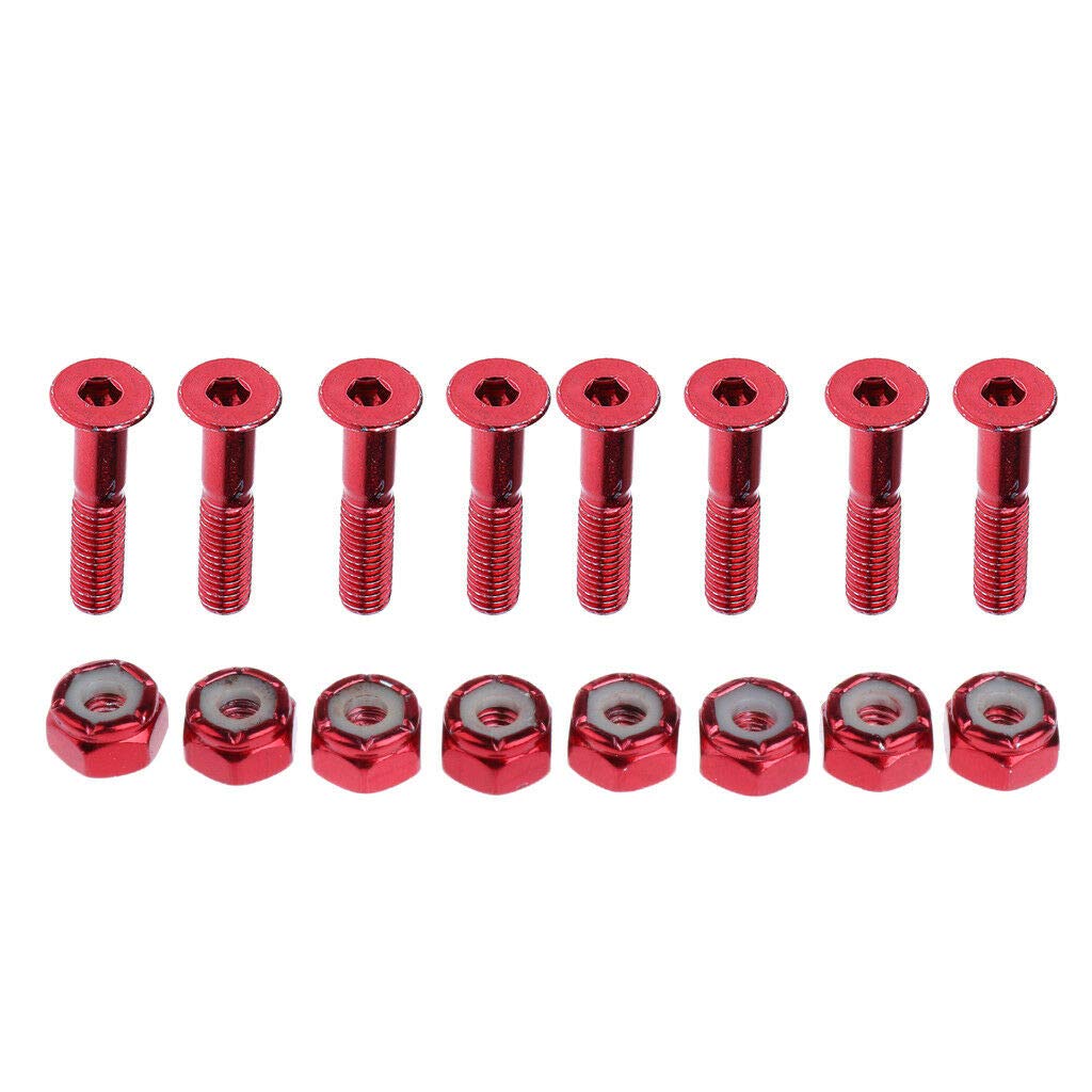 3NH 8pcs Replacement Skateboard Truck Hardware Longboard Screws Bolts 1 Red