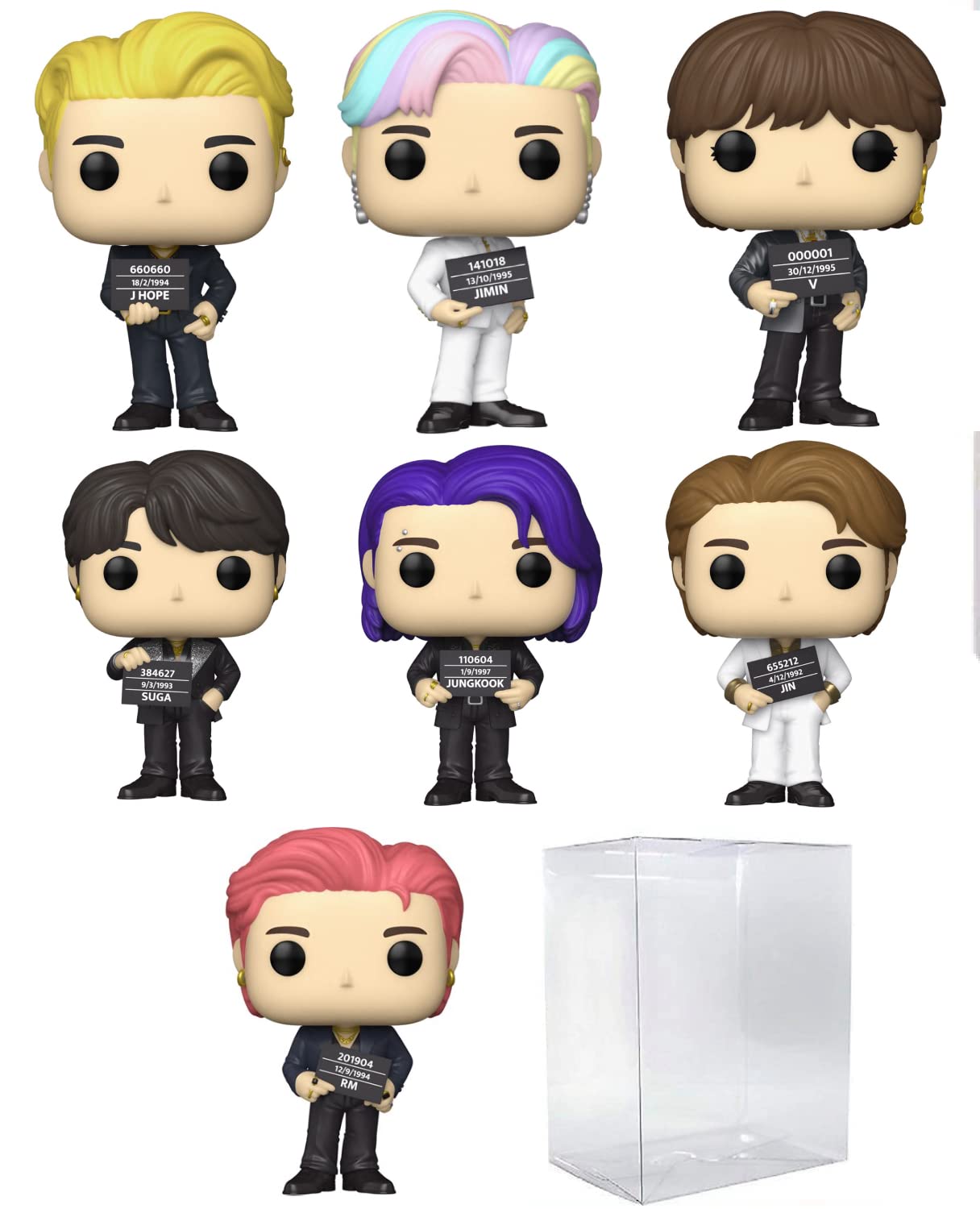 Funko Pop BTS Butter Set of 7 Figures - RM, J-Hope, Suga, Jimin, Jin, Jung Kook, V - Vinyl Multicolor with EcoTek Protector Case