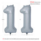 40 In Matte Gray Number Balloons Helium Foil Mylar Balloon Birthday Party Banquet Decoration 11