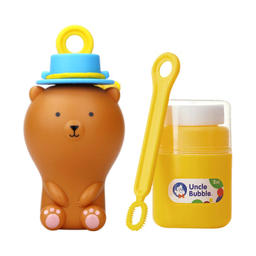 Uncle Bubble Fun Anti-Spill Pals - Brown Bear Toy with Bubble Solution & Wands for Kids Birthday Party Favor