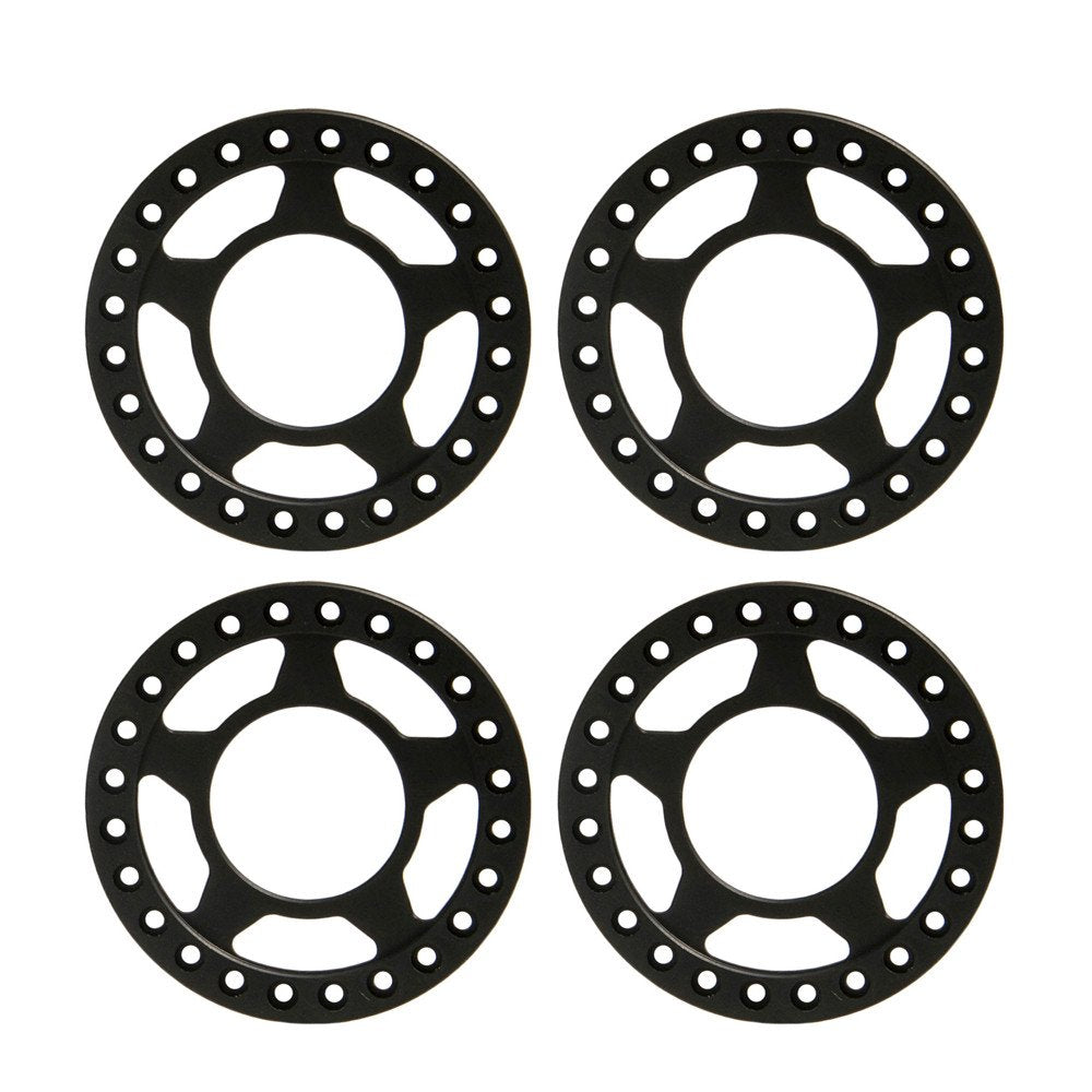 RCLIONS 4pcs Aluminum RC Beadlock Wheel Rim Replacement Ring for 1:10 RC Crawler Car 1.9'' Wheels/Rims(Black)