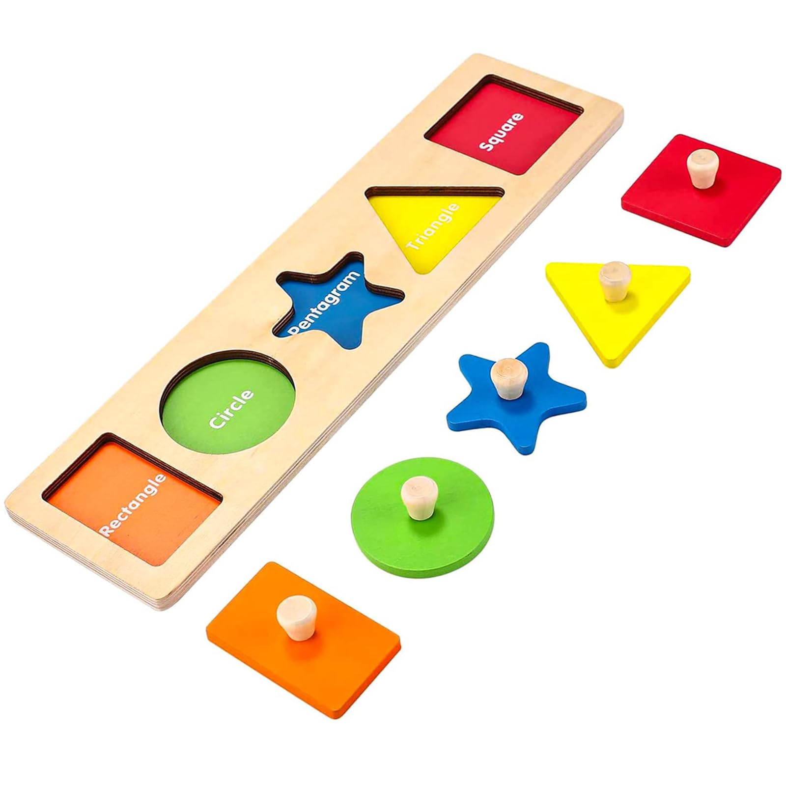 Qodoflr First Jumbo Knob Wooden Shape Puzzles For Toddlers 1-3,Montessori Shapes Sorter Board Toys Puzzle For1 2 Year Old,Preschool Learning Toys For Baby Kids,1-2 Year Old Boy Girl,Easter,Birthday