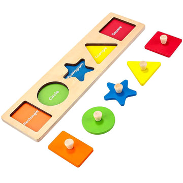 Qodoflr First Jumbo Knob Wooden Shape Puzzles For Toddlers 1-3,Montessori Shapes Sorter Board Toys Puzzle For1 2 Year Old,Preschool Learning Toys For Baby Kids,1-2 Year Old Boy Girl,Easter,Birthday