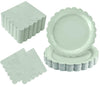 Oigco 50 Pcs Sage Green Plates and Napkins - Disposable Sage Green Scalloped Paper Plates & Napkins for Wedding Bridal Shower Bi