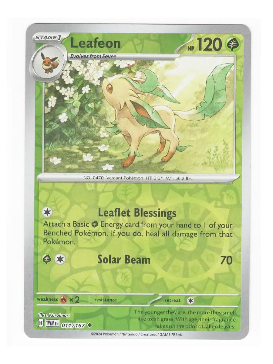 Pokemon - Leafeon 011/167 - Twilight Masquerade - Reverse Foil Card - Rev Holo
