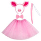 Jmkcoz Animal Fancy Pig Costume Set Pink Pig Ears Headband Nose Tail Bow Tie Tutu Skirt For Christmas Halloween Dress Up Cosplay Party