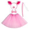 Jmkcoz Animal Fancy Pig Costume Set Pink Pig Ears Headband Nose Tail Bow Tie Tutu Skirt For Christmas Halloween Dress Up Cosplay Party