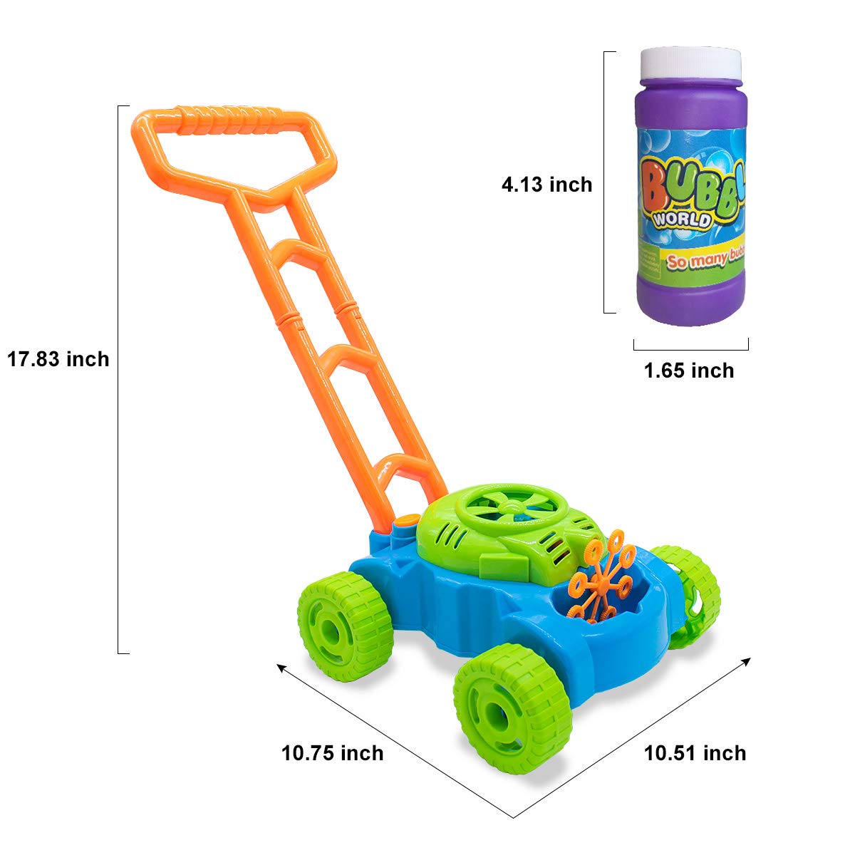Lydaz Bubble Lawn Mower for Toddlers 1-3, Outdoor Bubble Blower Machine for 1 Year Old Boys Toy Gifts, Kids Push Summer Outside