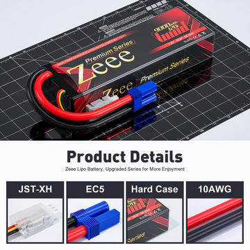 Zeee Premium Series 2S Lipo Battery 9000mAh 7.6V HV-Lipo 120C Hard Case Battery with EC5 Connector High Voltage Battery for RC 1