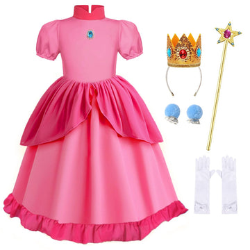 Itvti Princess Costume Dress For Girls Kids Cosplay Pink Outfit Halloween Birthday Party Dress Up, Pink, 2-3 Years(Tag 100)