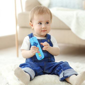 Fu Store 1 Pack Blue Silicone Teething Toys For Infant Toddlers Remote Control Shape Teethers For Babies Chew Toys, Relief Sooth