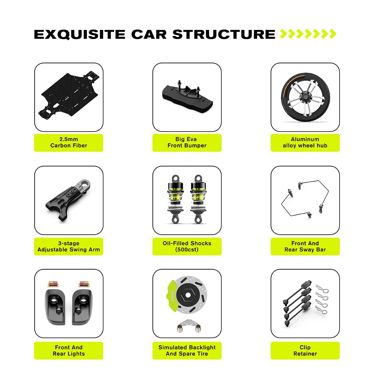 AMORIL 1/10 Carbon Fiber On-Road Drift Car Roller,Electric Touring Rally Car Chassis Frame Body with Alloy Wheel,Split Steel Dri