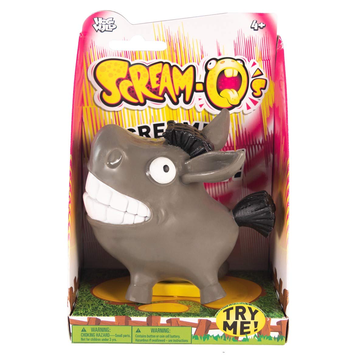 Hog Wild Scream-O Screaming Donkey Toy - Squeeze Donkey'S Cheeks And It Makes A Hilarious Screaming Sound - Batteries Included - Funny Desk Toy, Prank, Novelty, Gag Gift For Kids, Adults, Coworkers