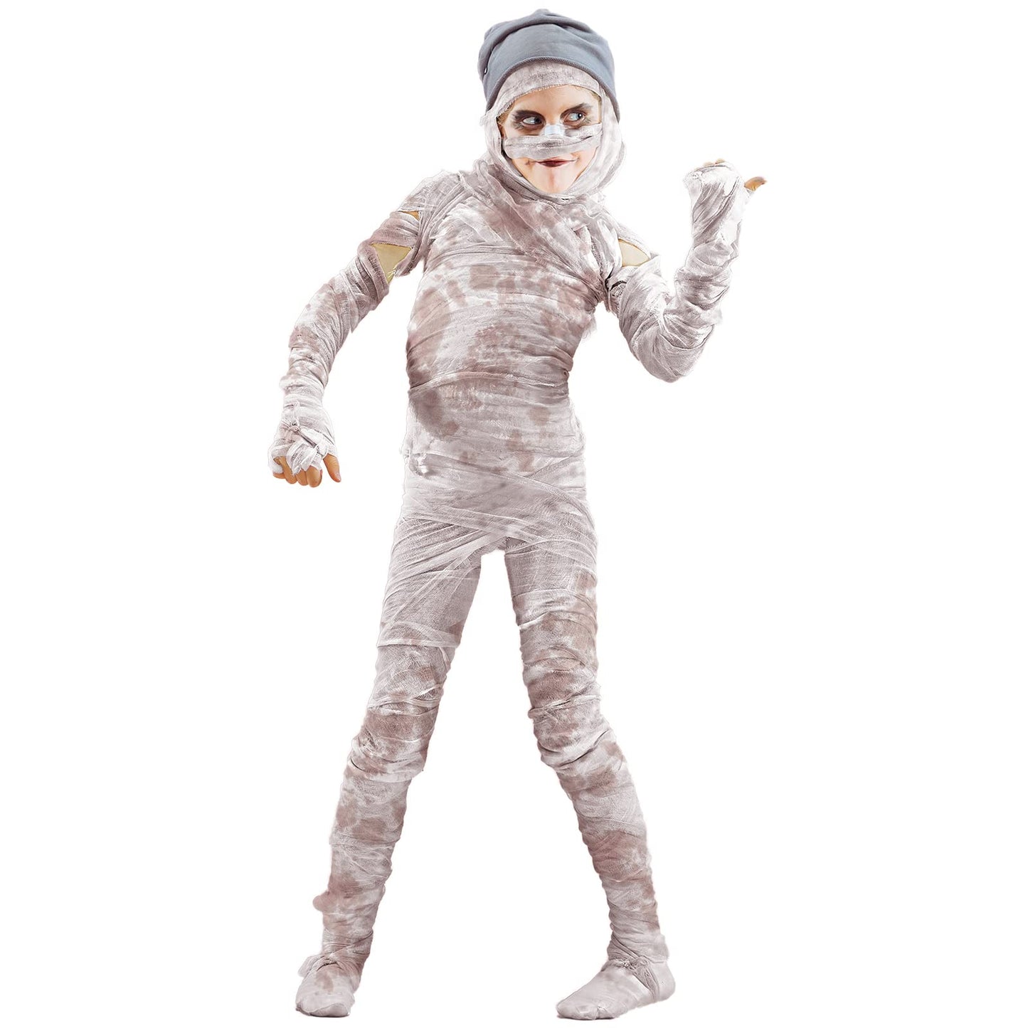 Preboun Halloween Mummy Bandage Wrap Bloody Gauze Zombie Makeup Props Creepy Costume Bandage Cosplay Party (65.6 Ft X 3.94 Inch)