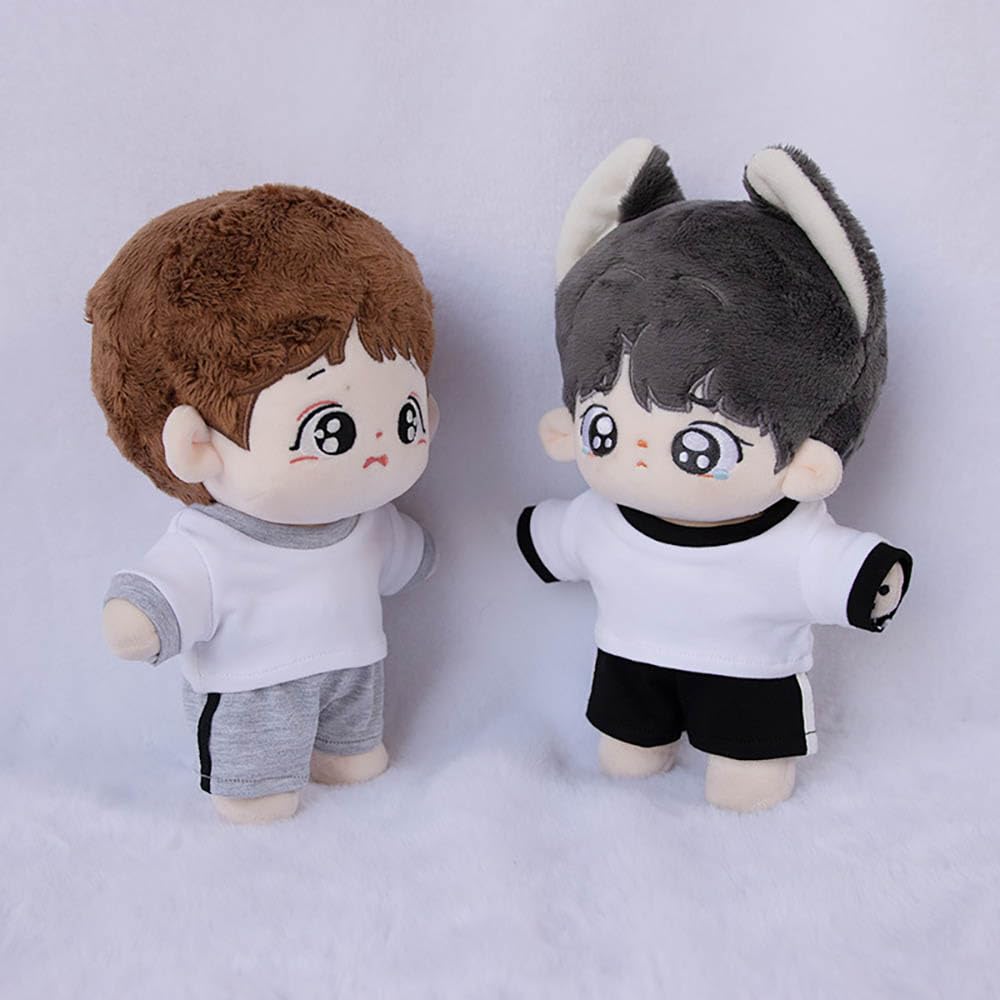 Niannyyhouse 10Cm 15Cm 20Cm Plush Doll Clothes Contrast T-Shirt Pants Sportswear Set Soft Stuffed Plush Toy Dress Up Accessories