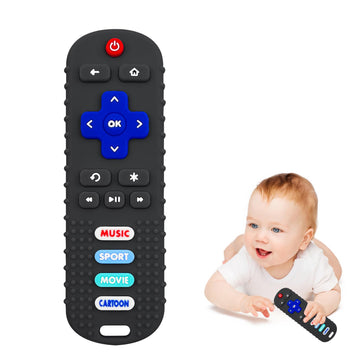 Robbear Baby Teething Toys, Soft Silicone Remote Control Teether For Babies 3 6 12 18 Months, Tv Remote Control Shape Infant Che
