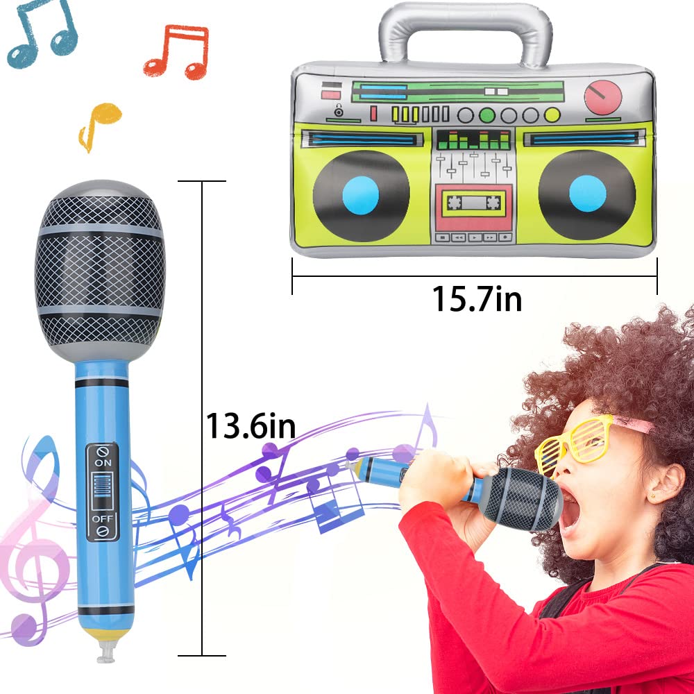 Inflatable Instrument Party Prop Decor Guitar Saxophone Microphone Musical Balloons Photo Booth Props, Rock Star Balloons 70 80