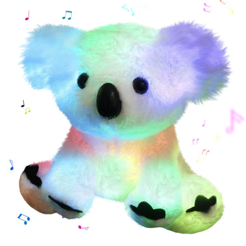 Glow Guards Musical Light Up White Koala Stuffed Animal Led Singing Wildlife Soft Plush Toy With Night Lights Lullabies Birthday