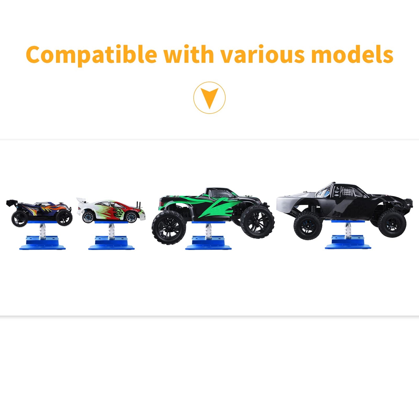 Aluminum Alloy RC Car Repair Work Stand Hobby Tool Set 360 Degree Rotation Lift/Lower and RC Screws Kit Repair Tool Box for 1/8