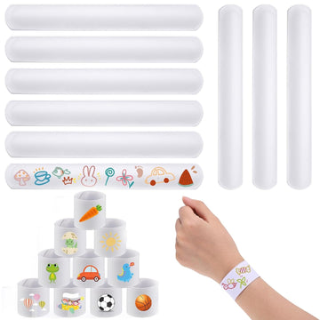 NovaHance 36 PCS Slap Bracelets Blank DIY Slap Bracelets Color Your Own Slap Bracelets Slap Bands Wristbands Snap Bracelets for