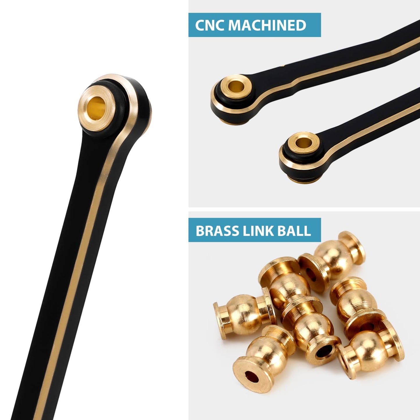INJORA Black Coating Brass High Clearance Chassis Links for 1/18 RC Crawler Redcat Ascent-18 Upgrade