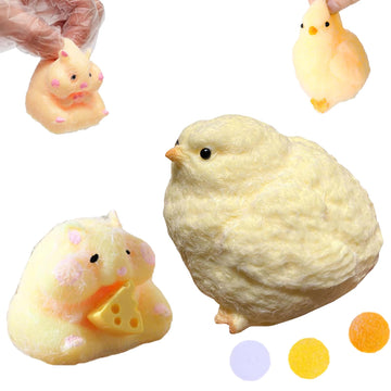 2pcs Squishy Hamster Toy,Chick Squeeze Toys,Cute Squishy Hamster Fidget Toy, Realistic Chick Toys,Stress Relief Gift for Adults 
