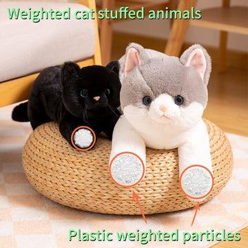 Snowolf Cat Stuffed Animals Weighted Plush Toy, 28'' Realistic Black Cat Plushie Kawaii Toys Soft Cat Kitten Doll Gift For Boys