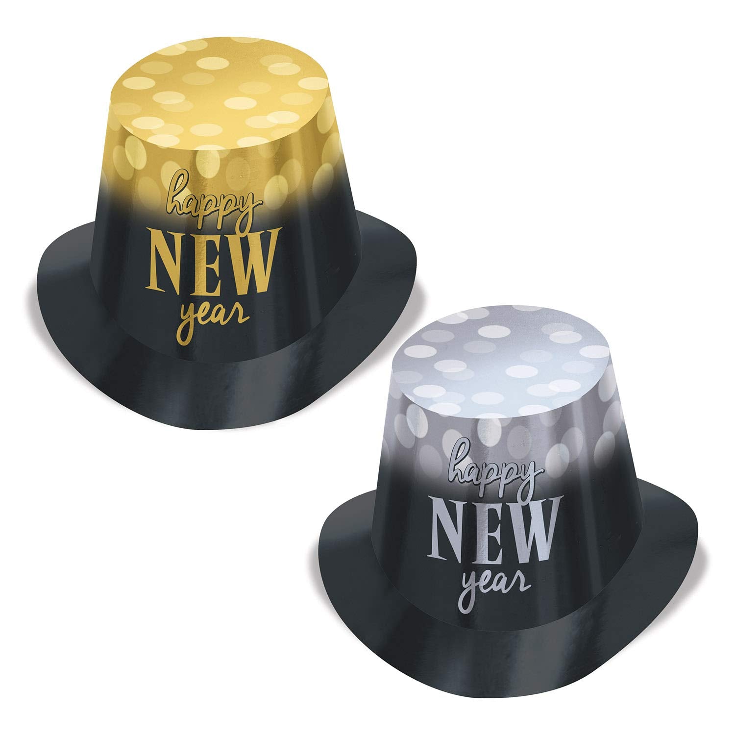 Beistle Set of 2 Gold and Silver New Year Lights Hi-Hats, 11.25