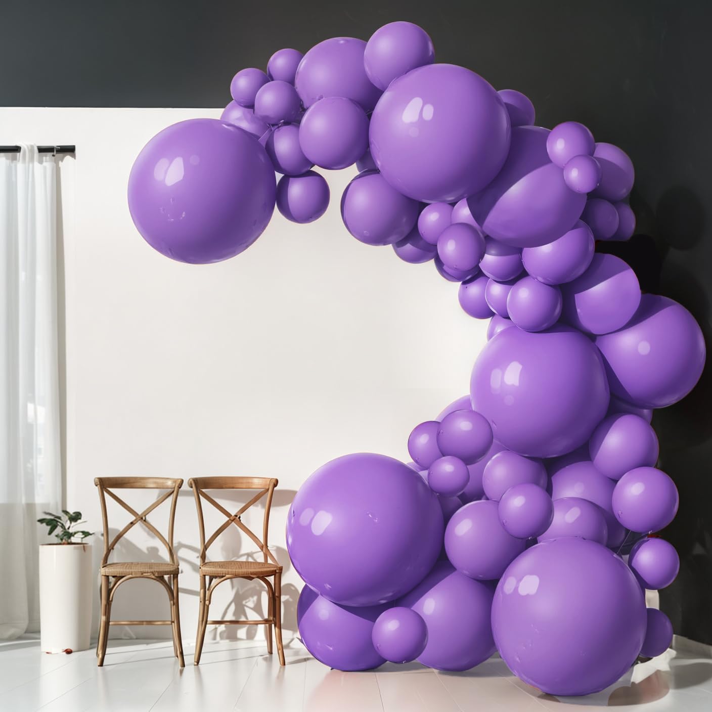 Moxmay 102 Pieces Puprle Balloons 18In 12In 10In 5In Different Sizes Party Balloon Kit For Birthday Halloween Christmas Wedding