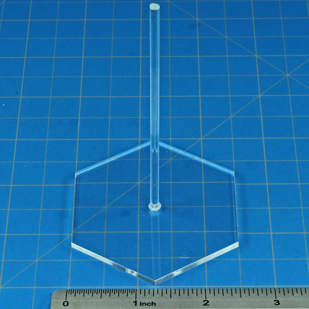 LITKO Acrylic Flight Stands | Hexagon | 3mm Clear Hexagonal Flight Base with Flight Peg (4-inch)