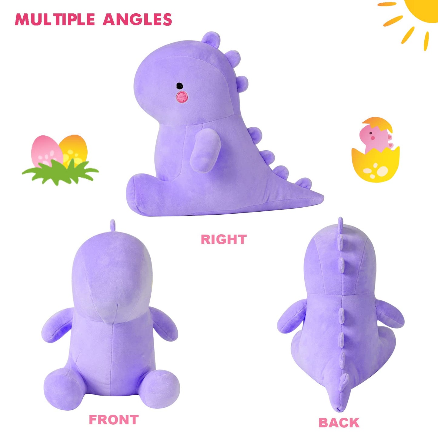 Ditucu Cute Dinosaur Stuffed Animals Toys Plush Dolls Soft Dino Plushie Birthday Gifts For Kids Girls Boys Purple 10 Inch