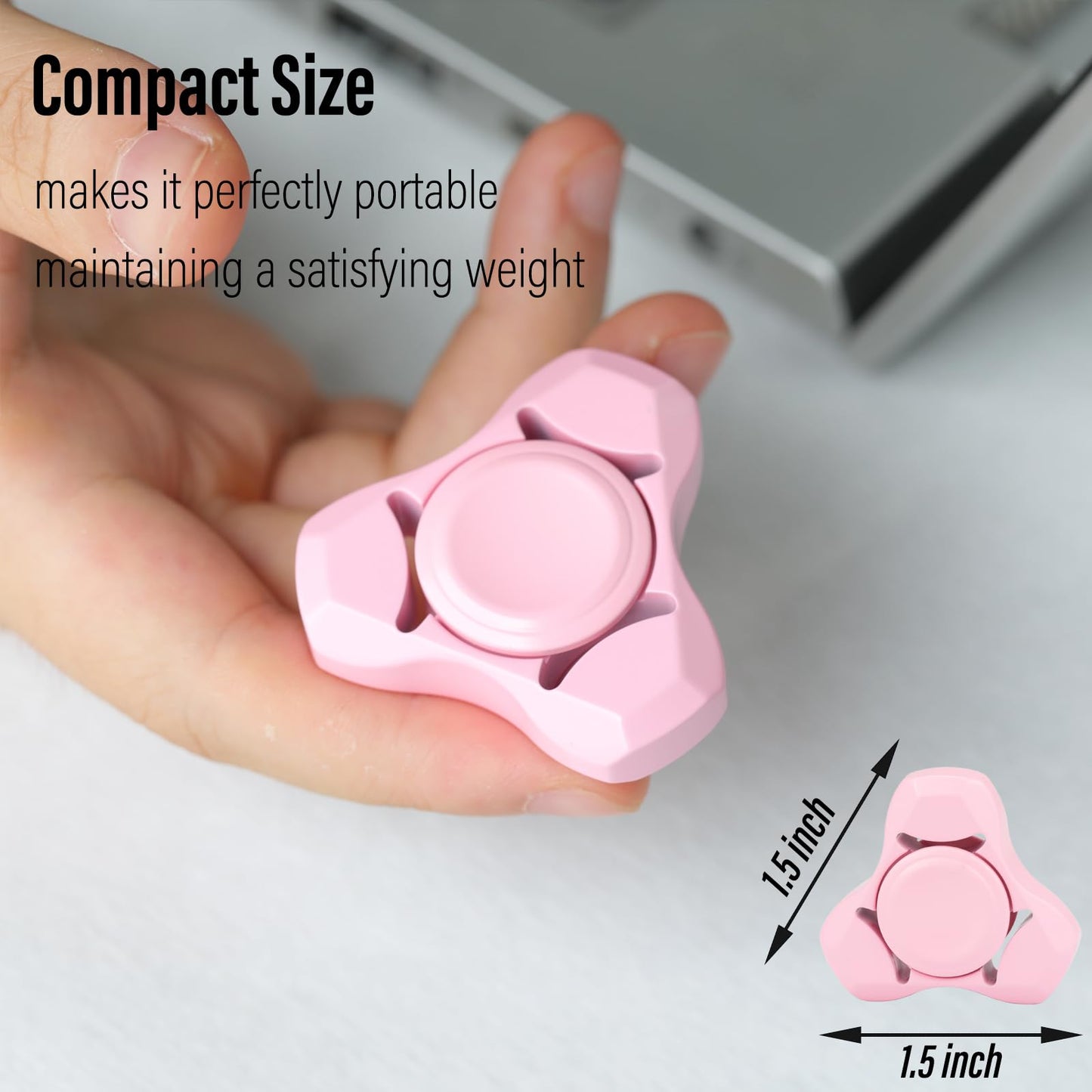 FREELOVE Metal Fidget Spinner for mature-themeds  Stainless Steel Heavy Spinning Toys  Small Mini Fox Hand Gyro  Bearing enhanced Long High Spin Fidget Block  Ceramic Plated Pink