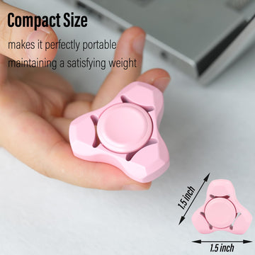 FREELOVE Metal Fidget Spinner for mature-themeds  Stainless Steel Heavy Spinning Toys  Small Mini Fox Hand Gyro  Bearing enhanced Long High Spin Fidget Block  Ceramic Plated Pink