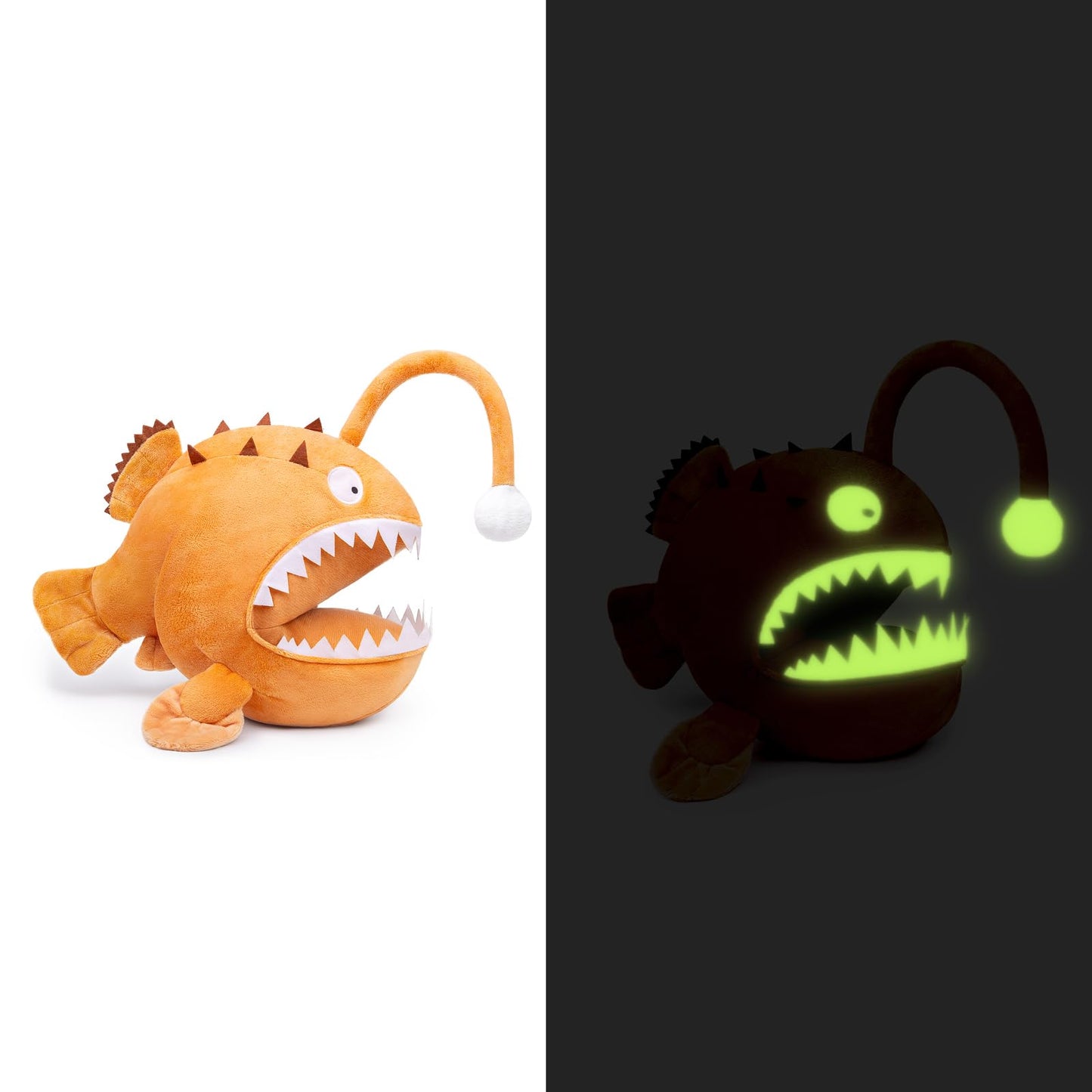 Zhongxin Made Anglerfish Plush Toy - Luminous 12'' Anglerfish Creepy Stuffed Animals, Brown Creepy Sea Life Goosefish Lanternfis