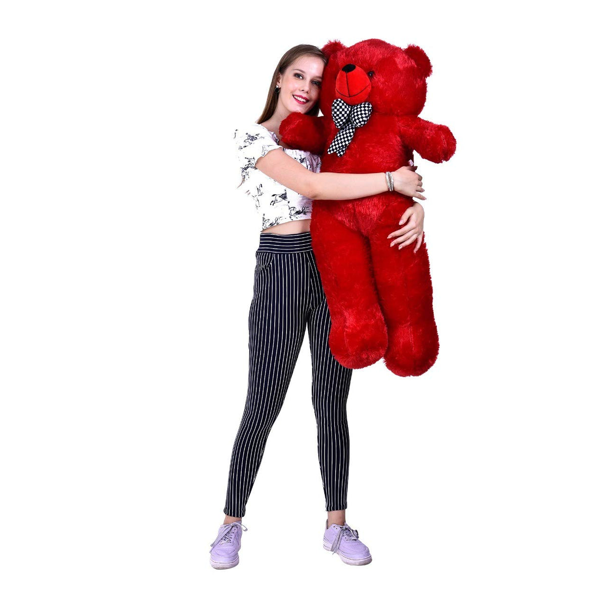 NP Toys Soft Toys HugGable Stuffed Teddy Bear in 4 Feet Pink (120 cm) (Red, 3 Feet)
