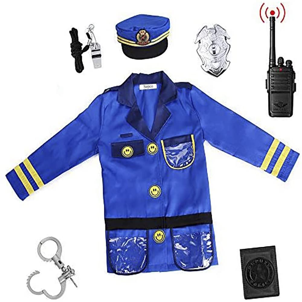 Sepco Police Officer Costume For Kids Role Play Kit With Cop Dress Up Costume Accessories, Ages 3-6 Yrs