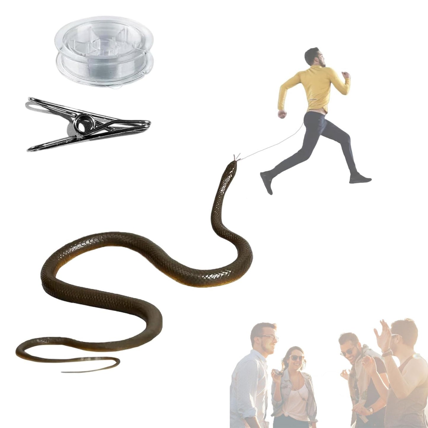 VisTapex Realistic Rubber Snake Prank Toy, 1.2m Black Clip-On Model 13574