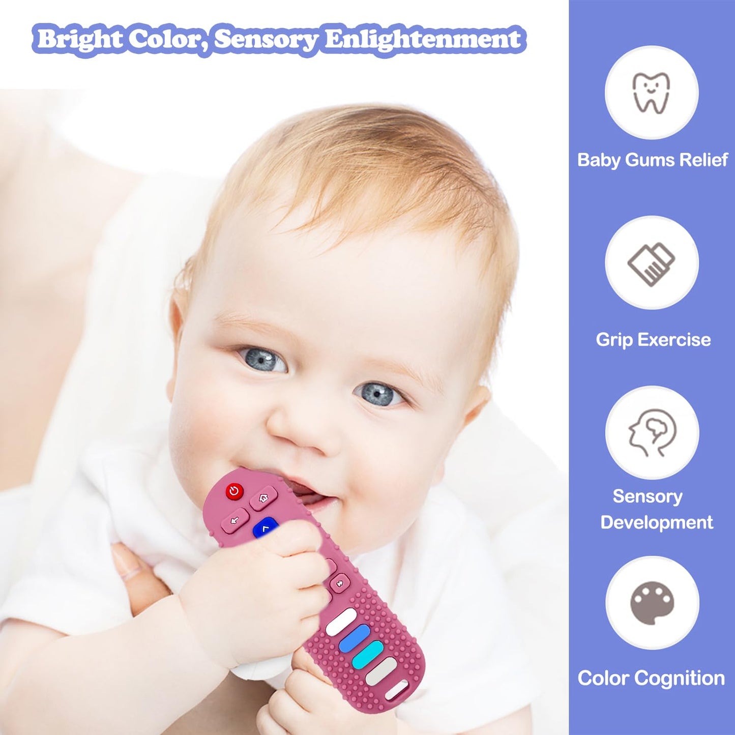Robbear Baby Teething Toys, Food Grade Silicone Teethers For Babies 3 6 12 18 Months, Tv Remote Shape Infant Chew Toys For Boys