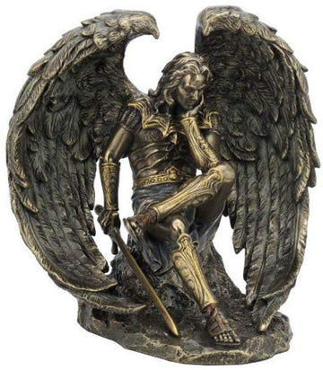 Us 6.5' Cold Cast Bronze Color Lucifer The Fallen Angel Figurine Statue
