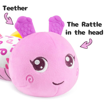 Turkids Infant Baby Musical Stuffed Animal Activity Soft Toys With Multi-Sensory Crinkle, Rattle And Textures For 0-3-6-12 Month